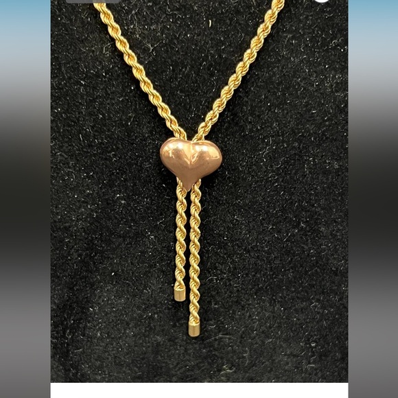 10K Gold BOLERO HEART Rope Necklace - Picture 2 of 4